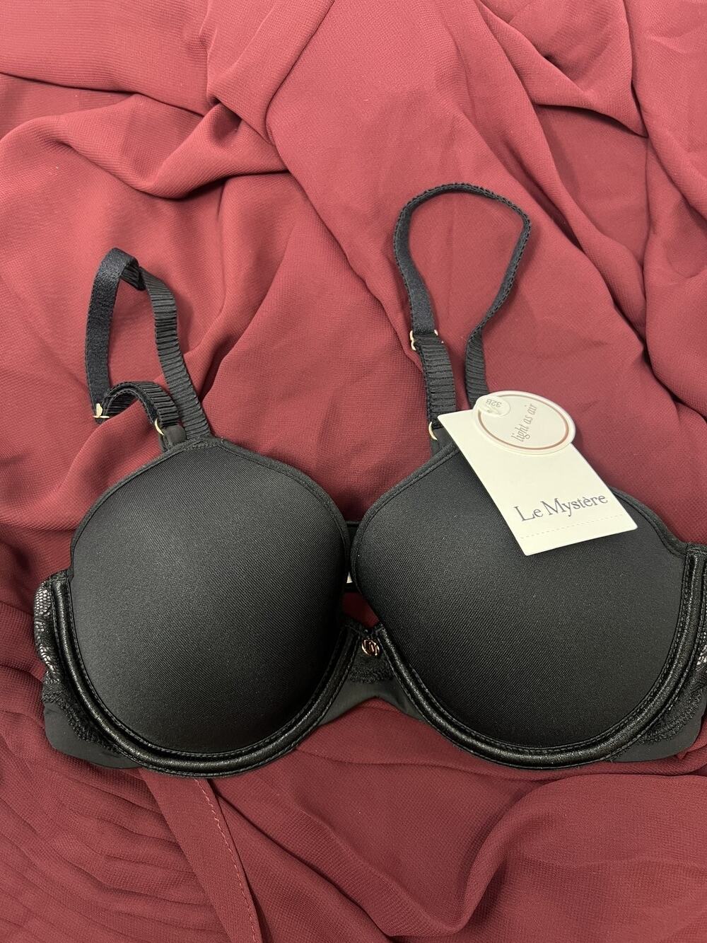 Le Mystere NWT US 32B Black 3111 Light Luxury Spacer T-Shirt Bra